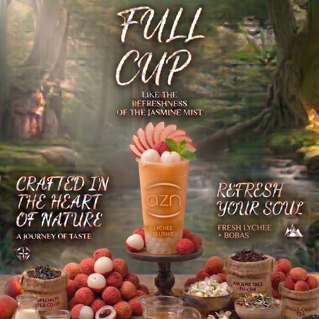 Fresh Lychee Slushie Tea.