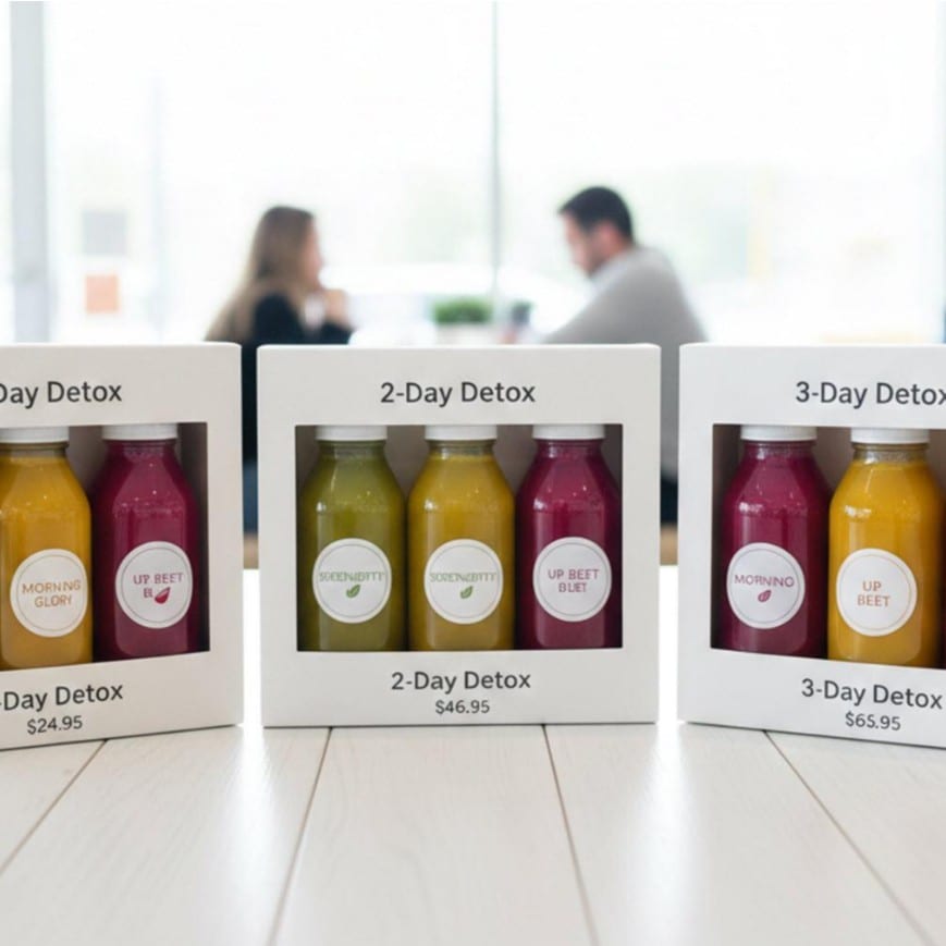 3-Day Detox-9 Juice: 3 Morning Glory. 3 Serendipity. 3 Up Beet.