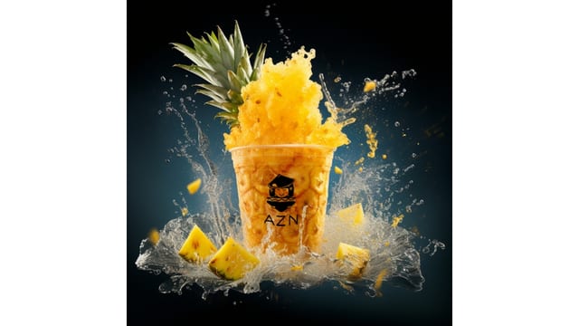(L) Fresh Pineapple Slushie Tea.
