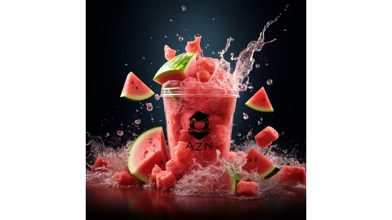 (L) Fresh Watermelon Slushie Tea.
