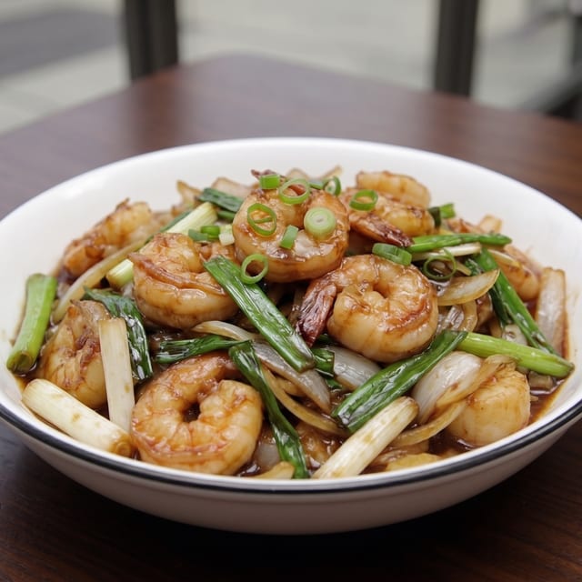 Lunch Mongolian Shrimp.
