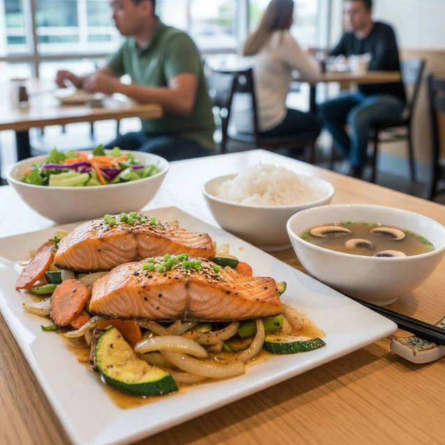 Hi Salmon (H Salad & Mushroom Soup).