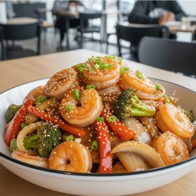 Shrimp with Mixed Vegetables Tray.