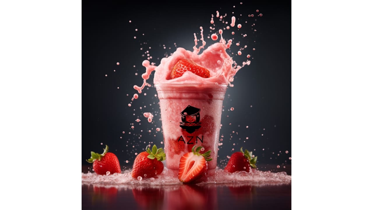 (L) Fresh Strawberry Slushie Tea.
