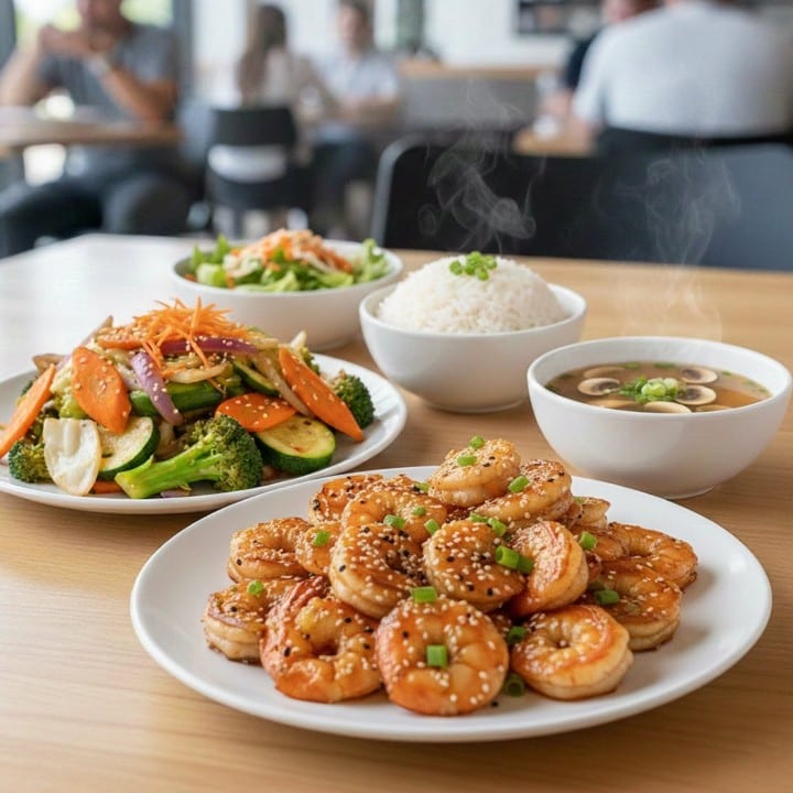 Hi Shrimp (H Salad & Mushroom Soup).